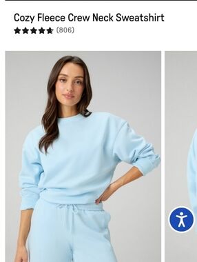 Fabletics Cozy Fleece Crew Neck Sweatshirt - Iced Out Blue